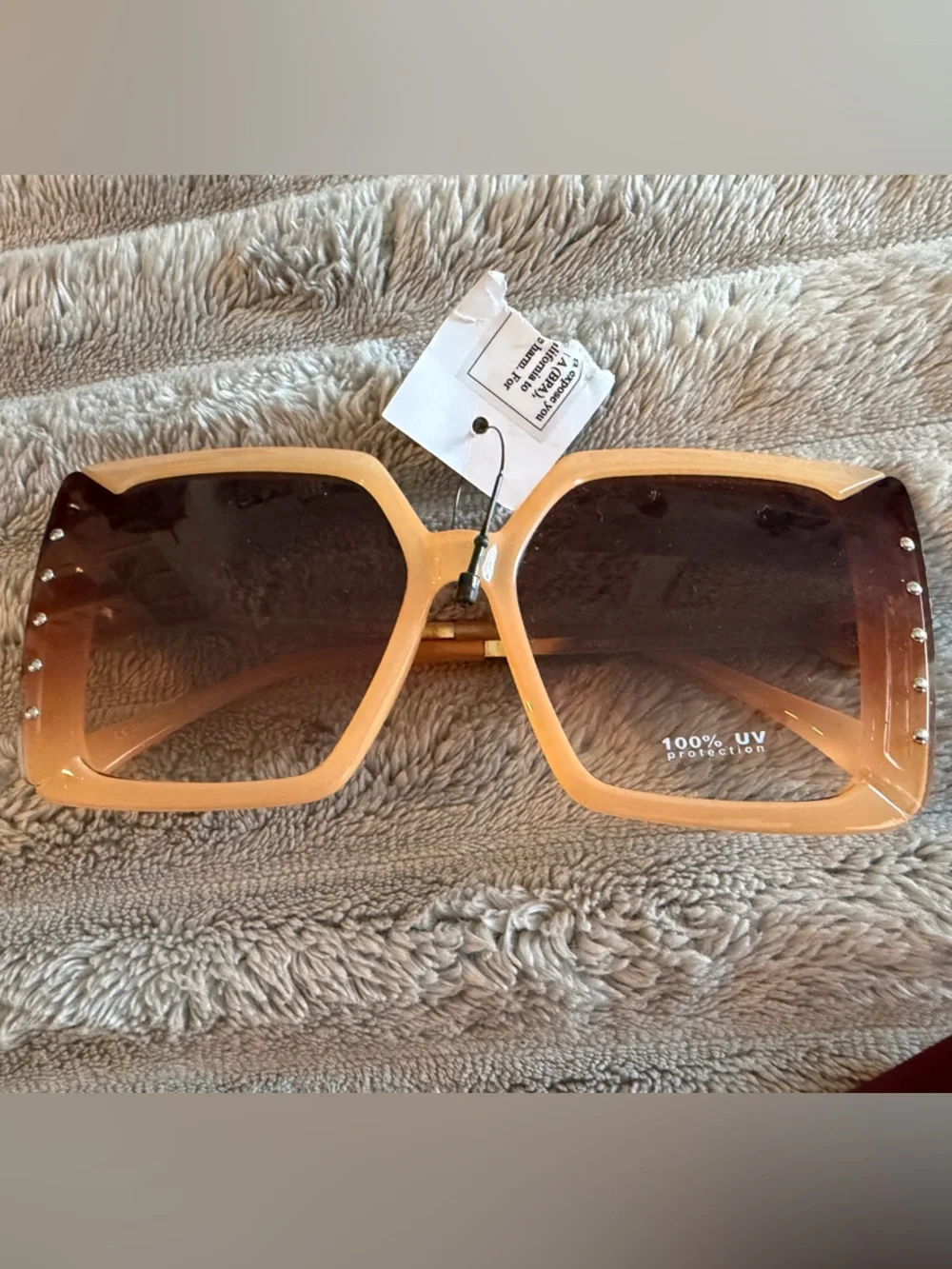 Fashion Hexagon Sunglasses - Amber Frame, Brown Lenses - Picture 3 of 4